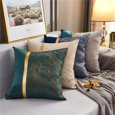 Cross-Border Color Matching Gold Model Room Cushion Velvet Bronzing Cushion Sofa Bedroom Waist Pillow American Metallic