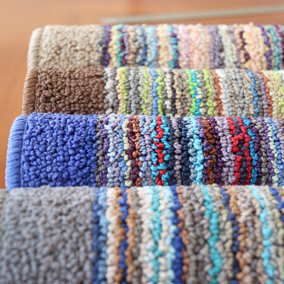Color Stripes Tufted Absorbent Floor Mat Toilet Door Mat Non-Slip Mat Door Mat
