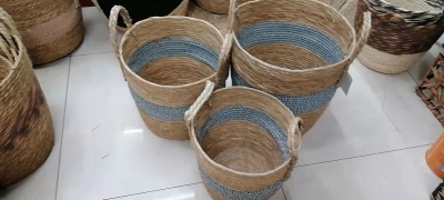 Straw Multi-Color Storage Basket