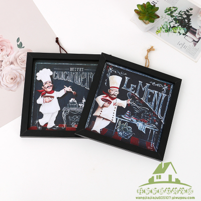 In Stock Wholesale Wooden Craftwork Cartoon Chef English Letter Photo Frame Home Decorations Holiday Pendant Manufacturer