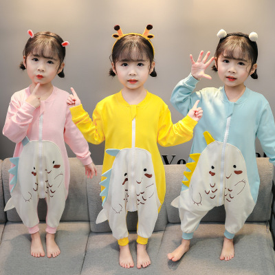 Baby Spring and Autumn Cute Jumpsuit Thin Spring and Summer Men's and Women's Children's Sleeping Bag 12-3 Year Old Baby Spring Cotton Pajamas