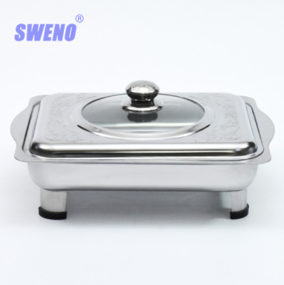 Supply Cross-Border Supply Square Buffet Stove Hotel Restaurant Suitable for Full-Dressed Food Novel Four-Leg Fish Roasting Plate