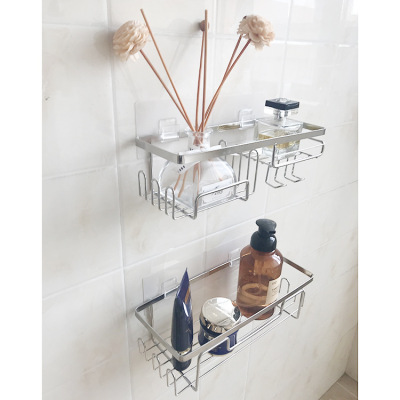 Stainless Steel Punch-Free Bathroom Storage Rack Wall-Mounted Household Bathroom Soap Holer Toiletries Storage Rack