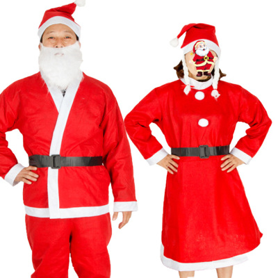 Non-woven Christmas Costume Santa Claus Men's Women's Suits Clothing Apparel Christmas Women's Skirt Shawl