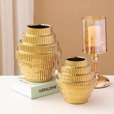 Gao Bo Decorated Home Gold Electroplated Ceramic Vase Simple Nordic Home Decoration Decoration TV Cabinet Decoration