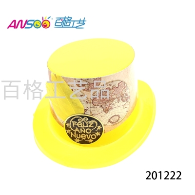 Peru Yellow Stickers Spanish Happy New Year a Tall Hat PVC Hat New Year Party Custom Printed Logo