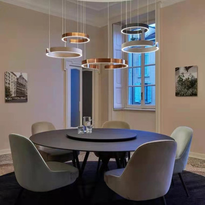 Open Ring LED Chandelier Pendant Light For Living Room Office Ceiling Lamp Fixture Coffee Bar Decoration Lighting