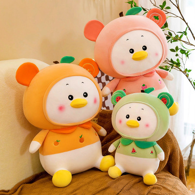 Foreign Trade Manufacturer Customized New Product Fruit Duck Plush Toy Cute Cyber Celebrity Little Yellow Duck Doll Soothing Children