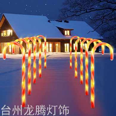Christmas LED Lights Floor Outlet Candy Cane Lights One Drag Ten Solar Christmas Lights Courtyard Garden Lawn Lamp