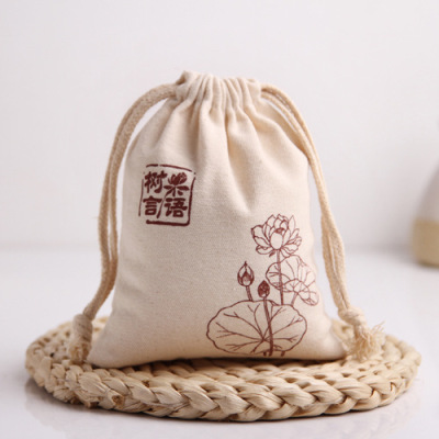 Wholesale Drawstring Bundle Canvas Bag Crafts Jewelry Bag Rice Sack Coarse Grains Tea Packing Bag