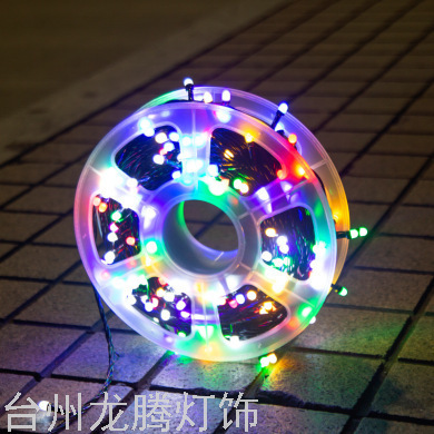 LED Colored Lamp Hexagonal Black Wire the Lamp Disc V8 Bubble Fiber Foam Rice Grain Starry String Colorful Color-Changing Waterproof Disc Light