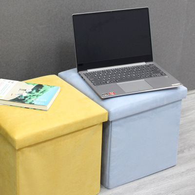 Suede Folding Storage Stool Color Random Delivery