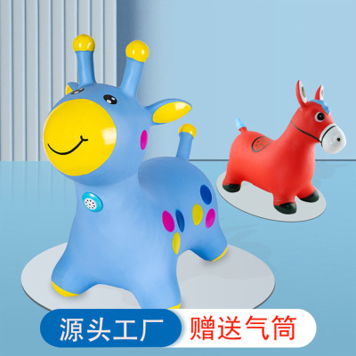 Wholesale Music Jumping Horse PVC Indoor Baby Bouncing Animal Deer Jingle Children's Sports Toys Inflatable Horse