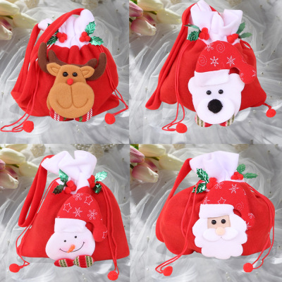 Amazon Christmas Gift Bag Candy Bag Non-Woven Gift Bag Santa Claus Snowman Elk Little Bear Candy Candy Bag