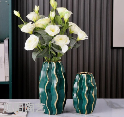 Light Luxury Nordic Simple Creative Vase Aquatic Flowers Lily Living Room Dining Table Soft Decoration Ceramic Flower Arrangement Ornaments