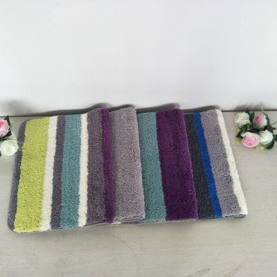 Thickened Super Soft Absorbent Floor Mat Striped Microfiber Tufted Light Luxury Bathroom Non-Slip Absorbent Carpet Customized Floor Mat Mat