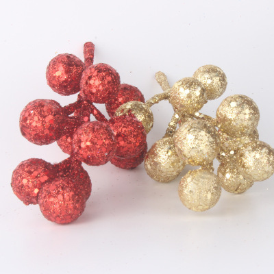 Christmas Decorations 12 Gold Red Glitter Fruit Models Strings of Fruit Christmas Garland Christmas Tree Decoration Supplies