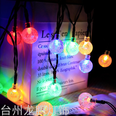 Cross-Border New Arrival 50led Solar Bubble Ball Lighting Chain Water Drop Outdoor Decorative Lamp Crystal Ball Led Colored Lamp