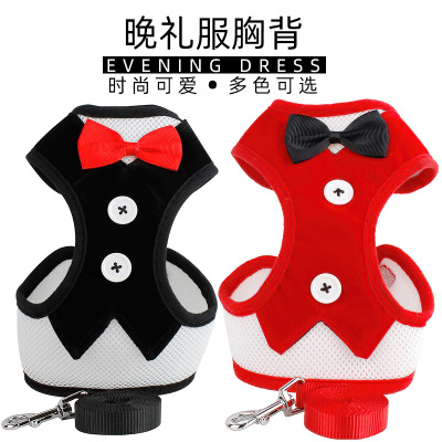 New Pet Hand Holding Rope Dog Vest Style Chest Strap Pet Evening Dress Butterfly Bow Tie Corset Pet Traction Belt