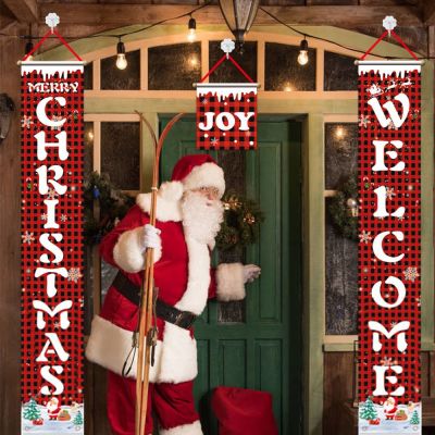 Amazon New Christmas Decorations Door Curtain Christmas Hanging Cloth Flag Door Hanging Christmas Scene Layout Couplet