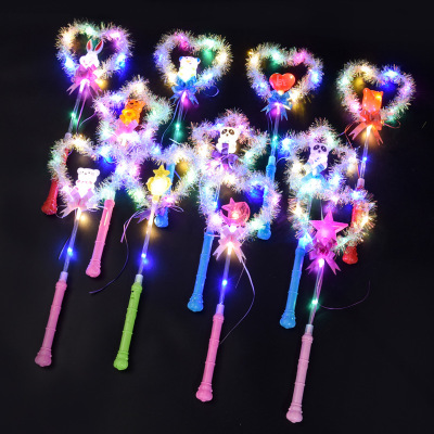 Gold Silk Magic Wand Heart-Shaped Lace Magic Wand Luminous Novelty Toys Supplies for Stall and Night Market Wholesale