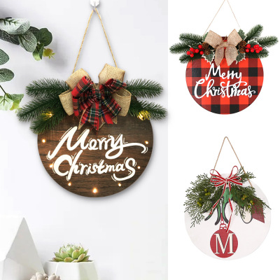 Cross-Border E-Commerce Christmas Decoration Wooden Hanging Indoor Party Decoration Pendant LED Light Letter Christmas Tag