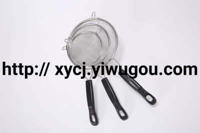 In Stock Wholesale Kitchen Utensils Fishing Resistance Oil Strainer Durable Dense Mesh Small Straight Handle Hot Pot Oil Residue Stainless Steel Colander