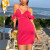 AliExpress Hot Sale Sweet V-neck Halter Cut-out Flounce Beach Style Dress for Women