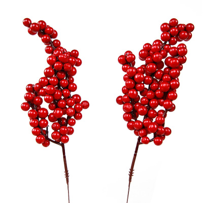 Christmas Decorations Artificial Flower Chinese Hawthorn DIY Simulation Small Berry Christmas Decorative Flower Arrangement Accessories Red Zhu Guo