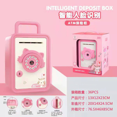 Smart Face Recognition ATM Coin Bank Automatic Roll Money Children Fingerprint Password Saving Gift Safe Toy