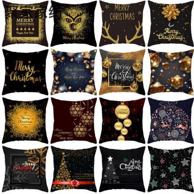2022 New Black Series Christmas Digital Printed Pillowcase Sofa Cushion Cover Cross-Border Throw Pillowcase