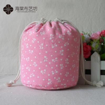   Stock Japanese and Korean Style round Bottom Small Cloth Bag Drawstring bag Factory Printing Logo Gift Packaging Bag