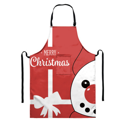 Amazon European and American New Fun and Cute Snowman Christmas Printing Floral Artist Barista Work Apron