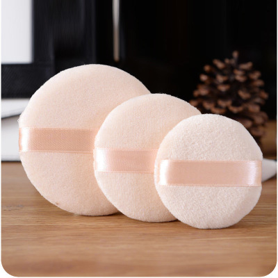 Flocking Loose Powder Puff round Puff Hook Hand Puff Makeup Makeup Face Powder Talcum Powder Dry Puff