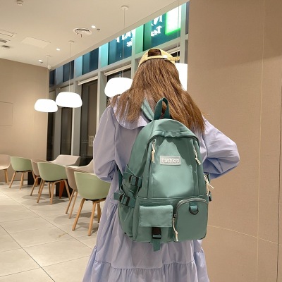 Backpack Girls' Campus Middle School Students Schoolbag Travel Bag Fashion Brand Solid Color Shoulder Bag