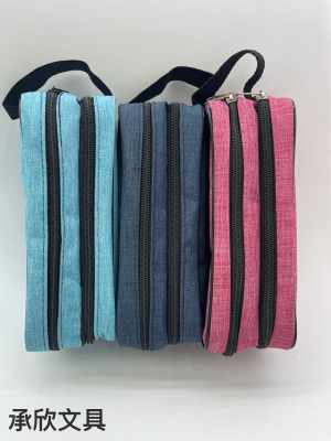 Large Capacity Pencil Case Oxford Fabric Pencil Bag Pencil Case Double Layer Pencil Case Handbag Factory Direct Sales