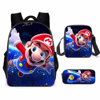 New Cartoon Mario Mario Three-Piece School Bag Primary and Secondary School Student Backpack Amazon Backpack