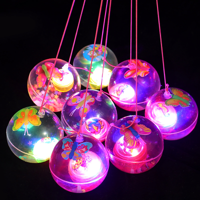 Flash Crystal Ball Luminous Elastic Ball with Rope Jumping Ball Flash Children's Toys Night Market Stall Hot Selling Toys