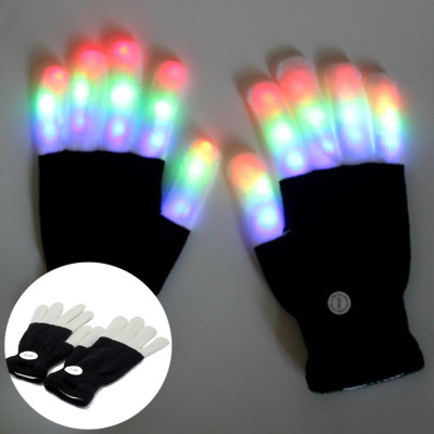 Factory Direct Sales LED Luminous Gloves Stage Gloves for Performance Halloween Christmas Colorful Flash Toy Props