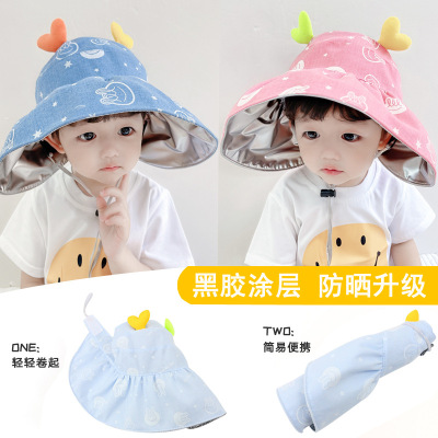 Children's Hat Wholesale Summer UV Protection Sun Hat Boys and Girls Foldable Big Brim Air Top Sunhat Seaside