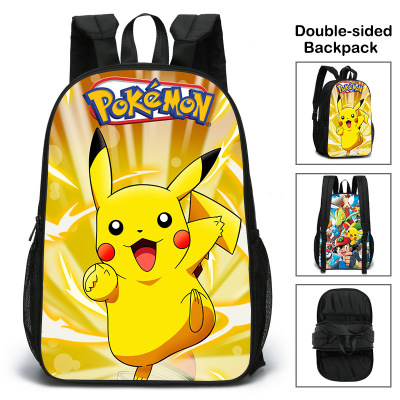 New Pikachu Pikachu Double-Sided Schoolbag Pokemon Backpack for Primary and Secondary School Students