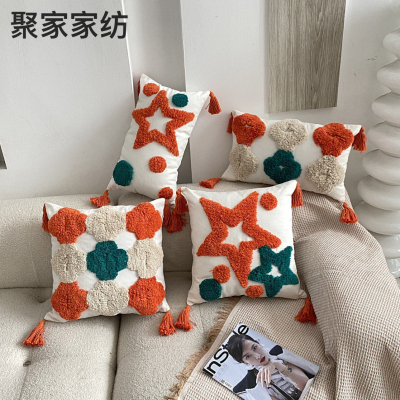 Nordic Ins Bohemian Tufted Five-Pointed Star Pillow B & B Hot Sale Sofa and Bed Cushions Office Lumbar Cushion