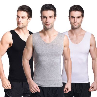 2022 Modal Men's Vest Slim Fit Wide Shoulder Waistcoat Exercise Sleeveless Thin Underwear Sweat Shirt Wholesale