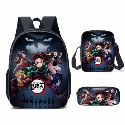 New Cartoon Demon Slayer Kimetsu No Yaiba Three-Piece School Bag Primary and Secondary School Student Backpack Amazon Backpack