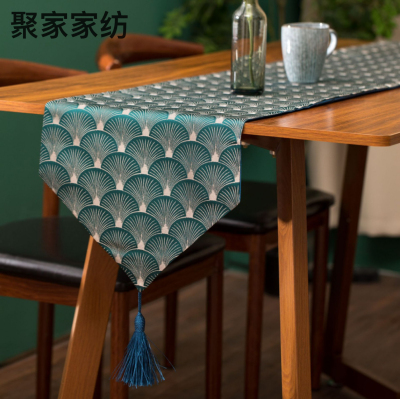 High Precision Jacquard Table Runner New Chinese Tea Mat Country Tide Peacock Open Screen Tea Table Decorative Cover Cloth Long Table Runner Cover Cloth