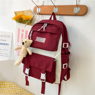 INS Schoolbag Female High School Student Backpack Mori Style Contrast Color Junior High School College Students Backpack Men