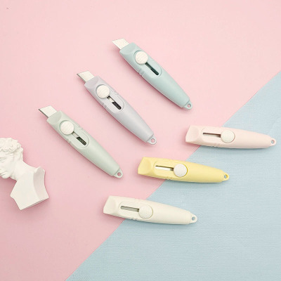 Morandi Color Mini Student Art Knife Elastic Self-Locking Small Creative Paper Cutter Portable Unpacking Knife