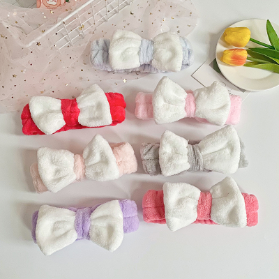 Korean Style Minimalist Creative Coral Velvet Bow Hair Band Cute Headband Face Washing Makeup Hair Band Female Online Influencer Hair Accessories