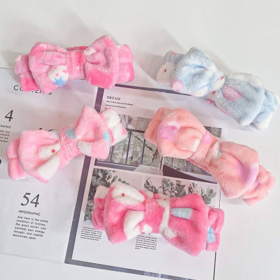 Korean Style Cute Rabbit Print Big Bow Hair Band Female Wash Headband Beauty Exercise Hair Band Cross-Border Hair Accessories