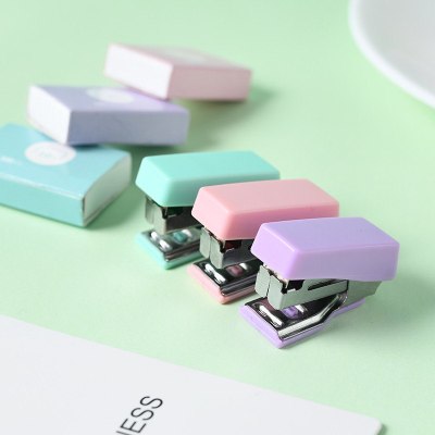 Lidemei Macaron Color Mini Stapler Kit Stapler Simple Creative Metal Binding Office Supplies
